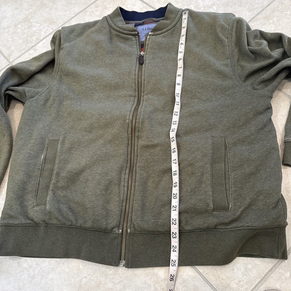 LL Bean Green Shacket Jacket Coat Flannel Lined Full Zip Traditional Fit Sz L - Picture 3 of 10